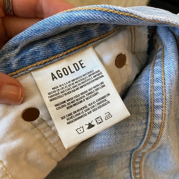 Agolde Women’s Riley Crop Straight Leg Jeans Size 26 Light Wash Button Fly - Picture 6 of 11